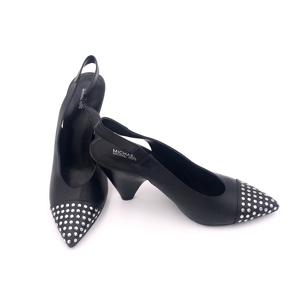 Michael Kors Ladies blk studded Gemma Sling Shoes